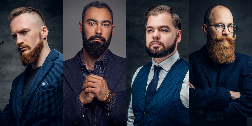 Four dapper men with trendy beard styles